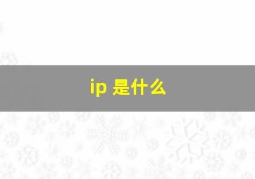 ip 是什么